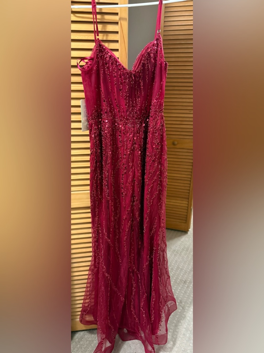 Stacees Burgundy Prom Dress - Picture 2 of 4